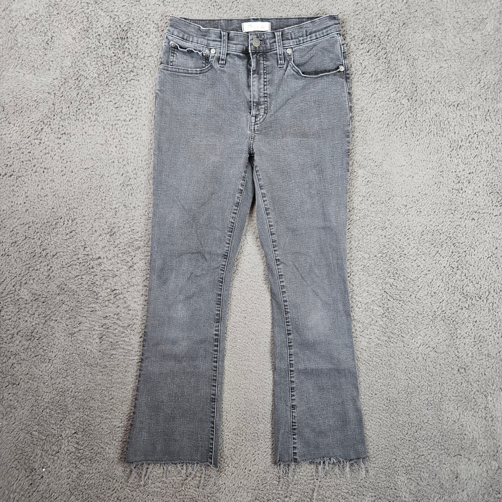 Madewell Cali Demi-Boot Jeans Washed Black Gray Raw Hem J6574 Womens 28T